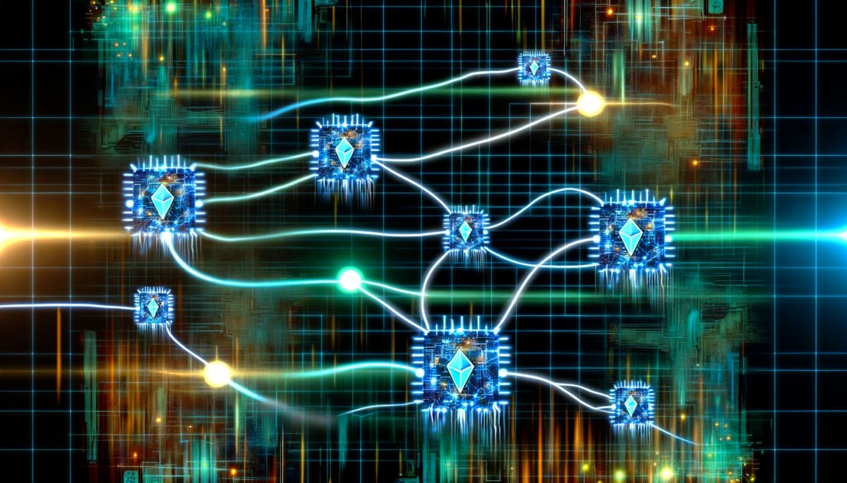 LEO Token LEO technology and blockchain network illustration